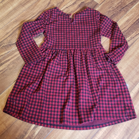 Red & black Buffalo check winter holiday Christmas dress sz 4t old navy girls - Picture 2 of 3